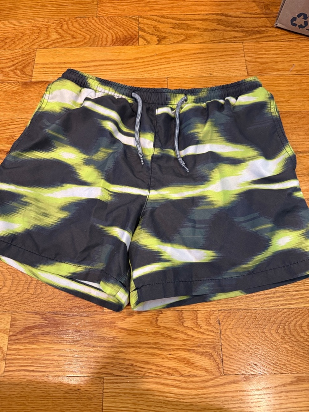 Men's Swim Trunks in Charcoal & Lime
